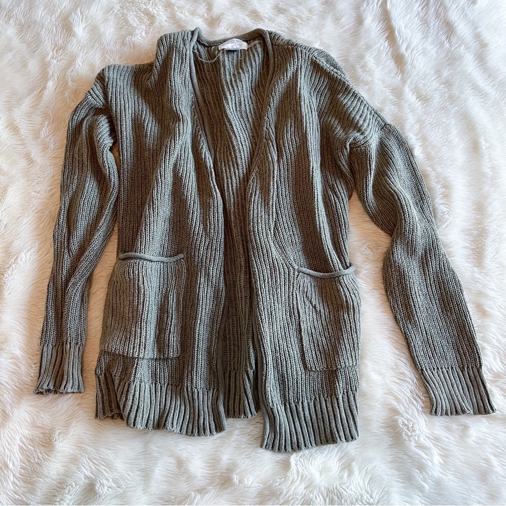 Open Knit Green Thick Cardigan